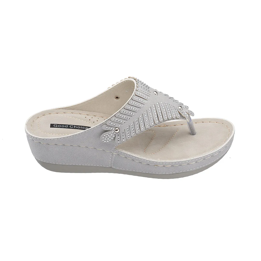 Virginia Grey Wedge Sandal