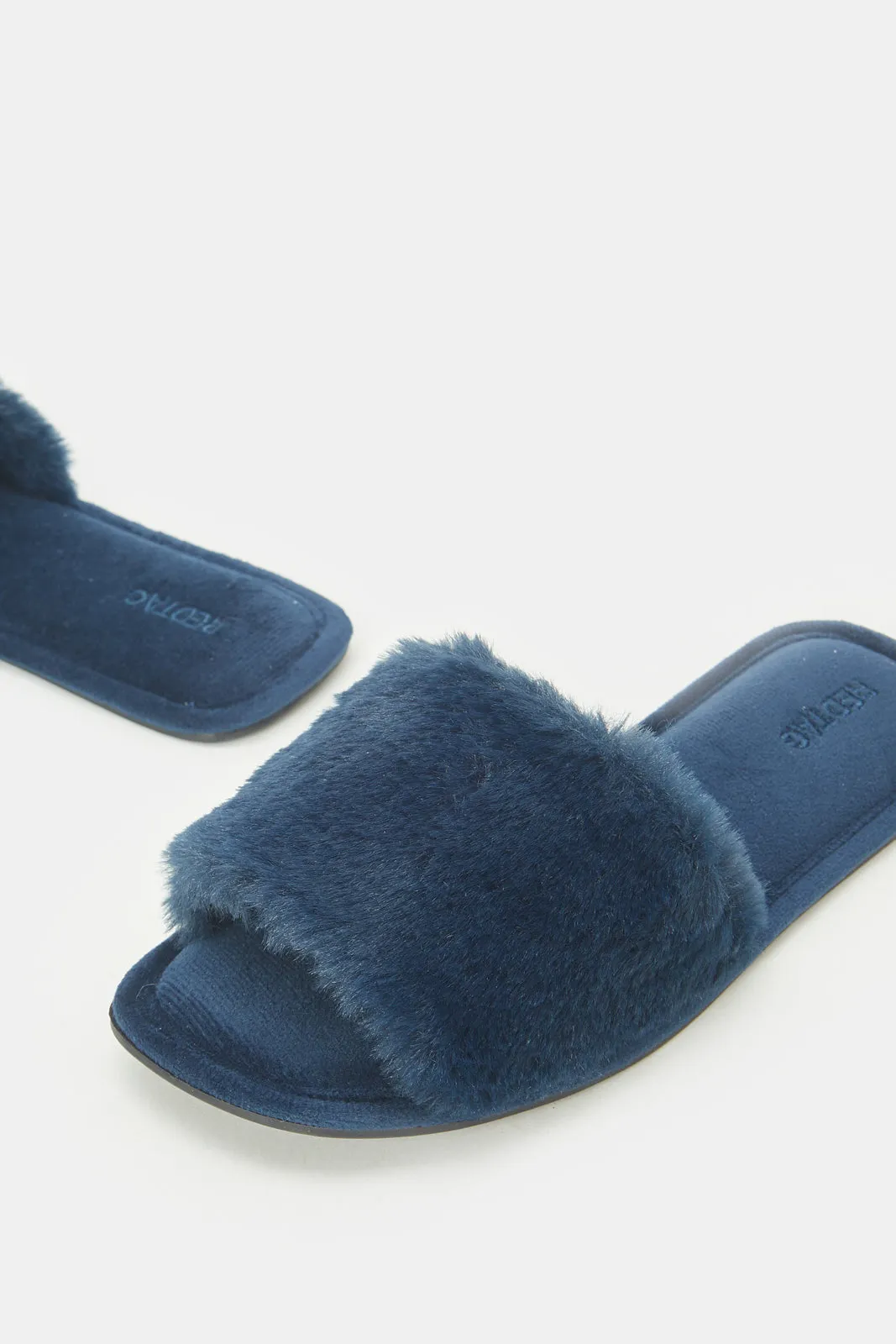 Women Navy Textured Classic Slipper