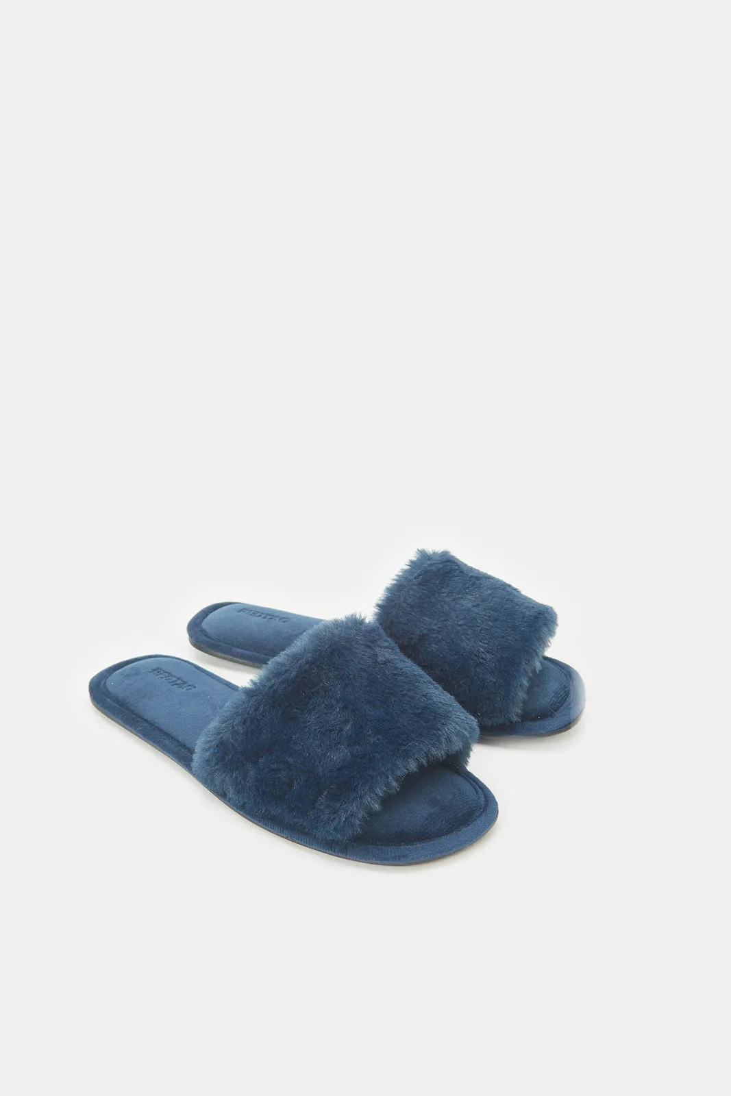 Women Navy Textured Classic Slipper