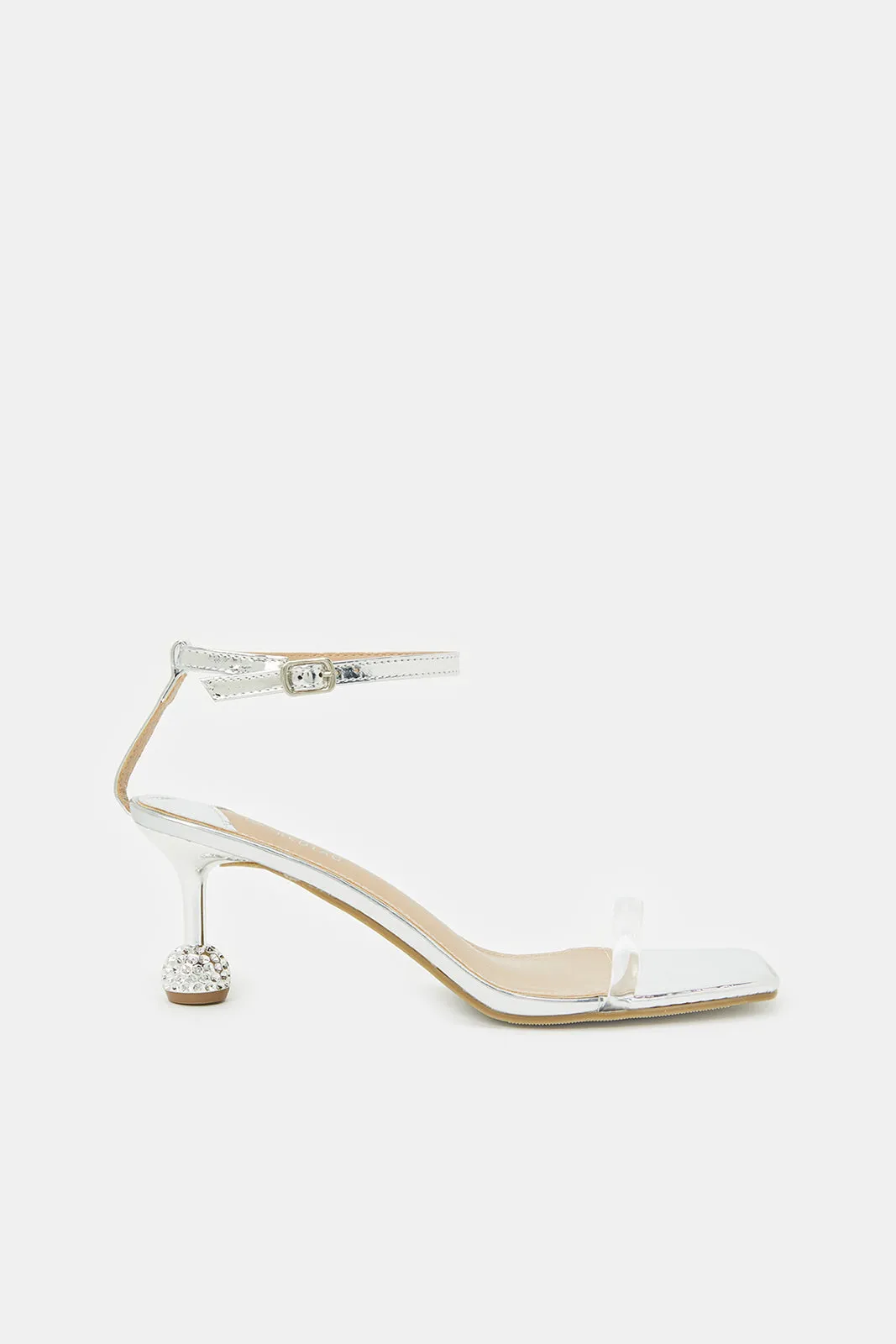 Women Silver Vinyl Sandal