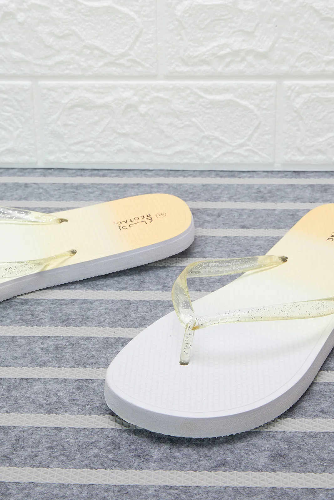 Women White Glitter Flip Flop