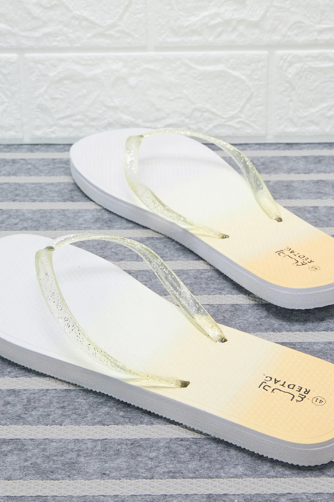 Women White Glitter Flip Flop