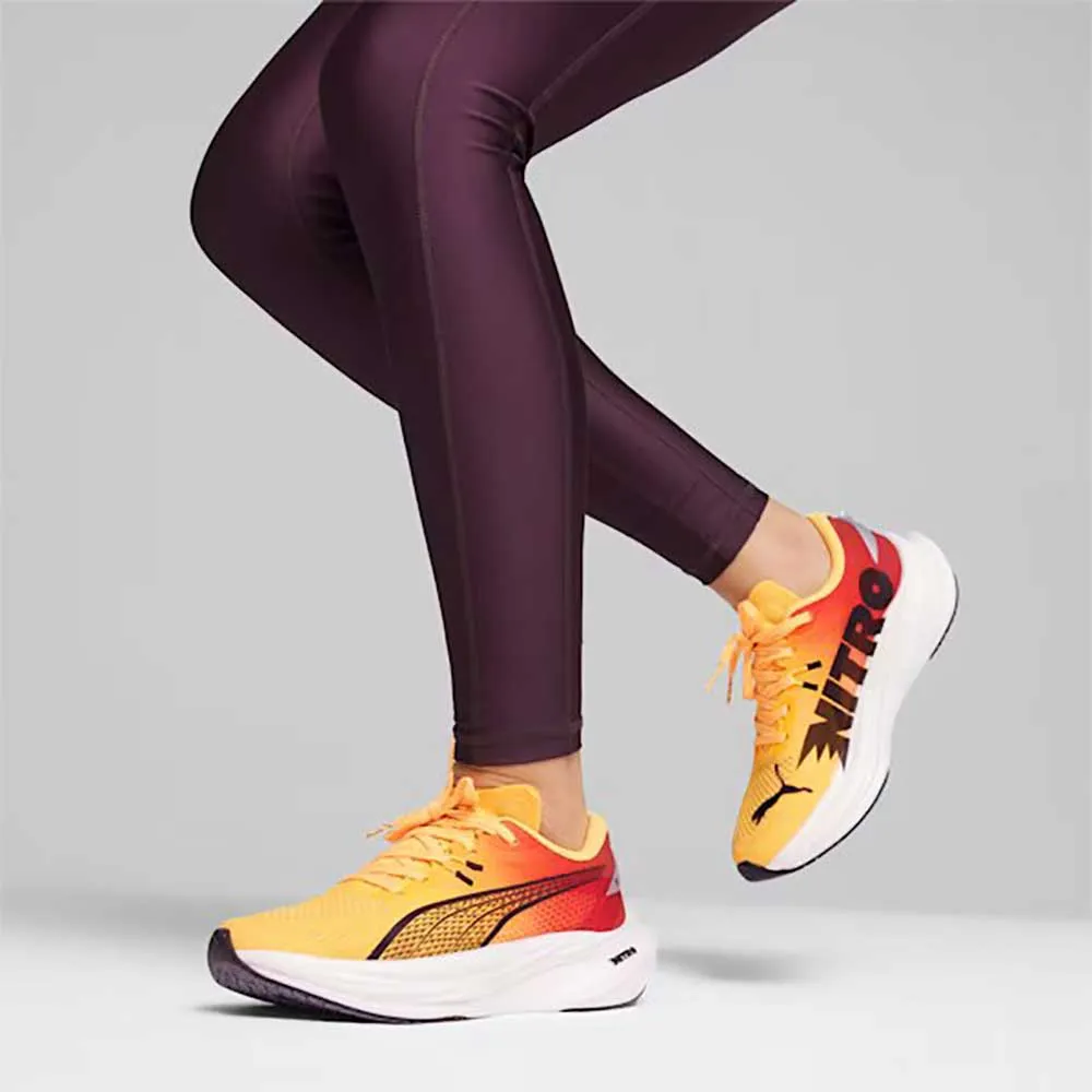 Women's Deviate Nitro 3 Fade Running Shoe - Sun Stream-Sunset Glow-PUMA White - Regular (B)