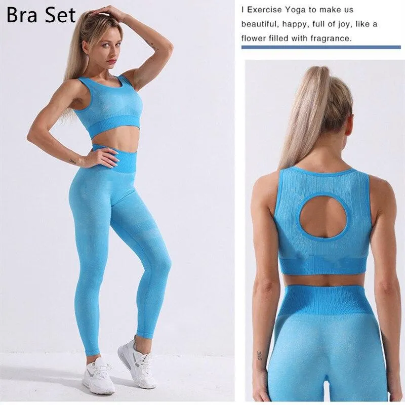 Yoga Set Long Sleeve Crop Top T-Shirt Leggings Tracksuit For Women