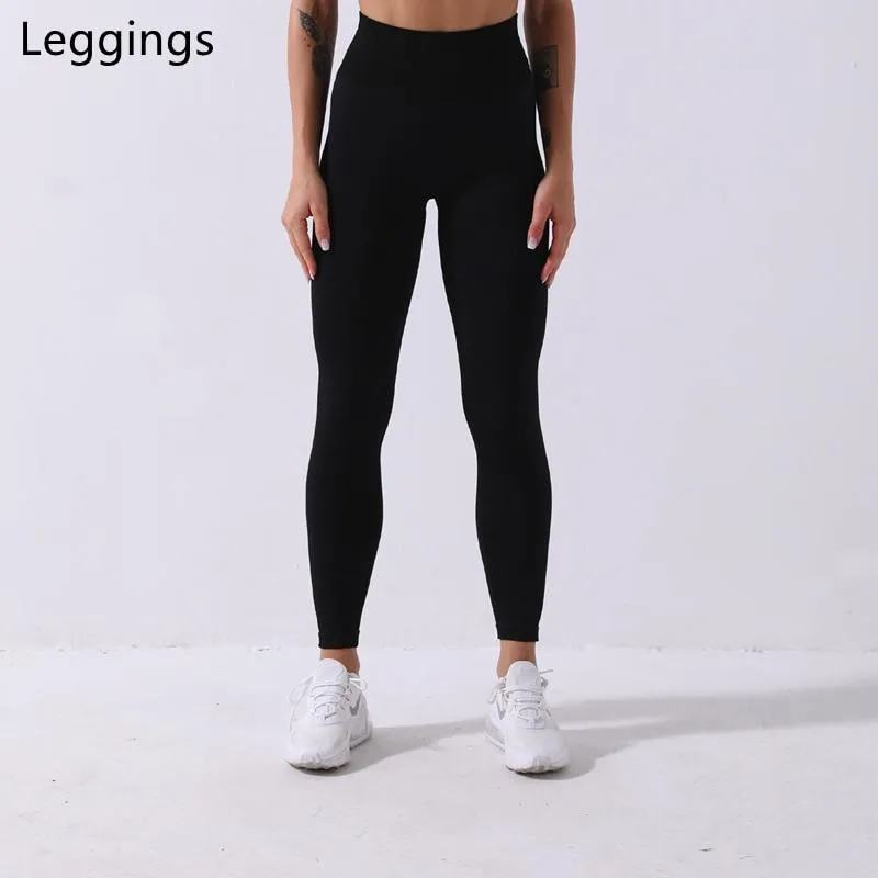 Yoga Set Long Sleeve Crop Top T-Shirt Leggings Tracksuit For Women