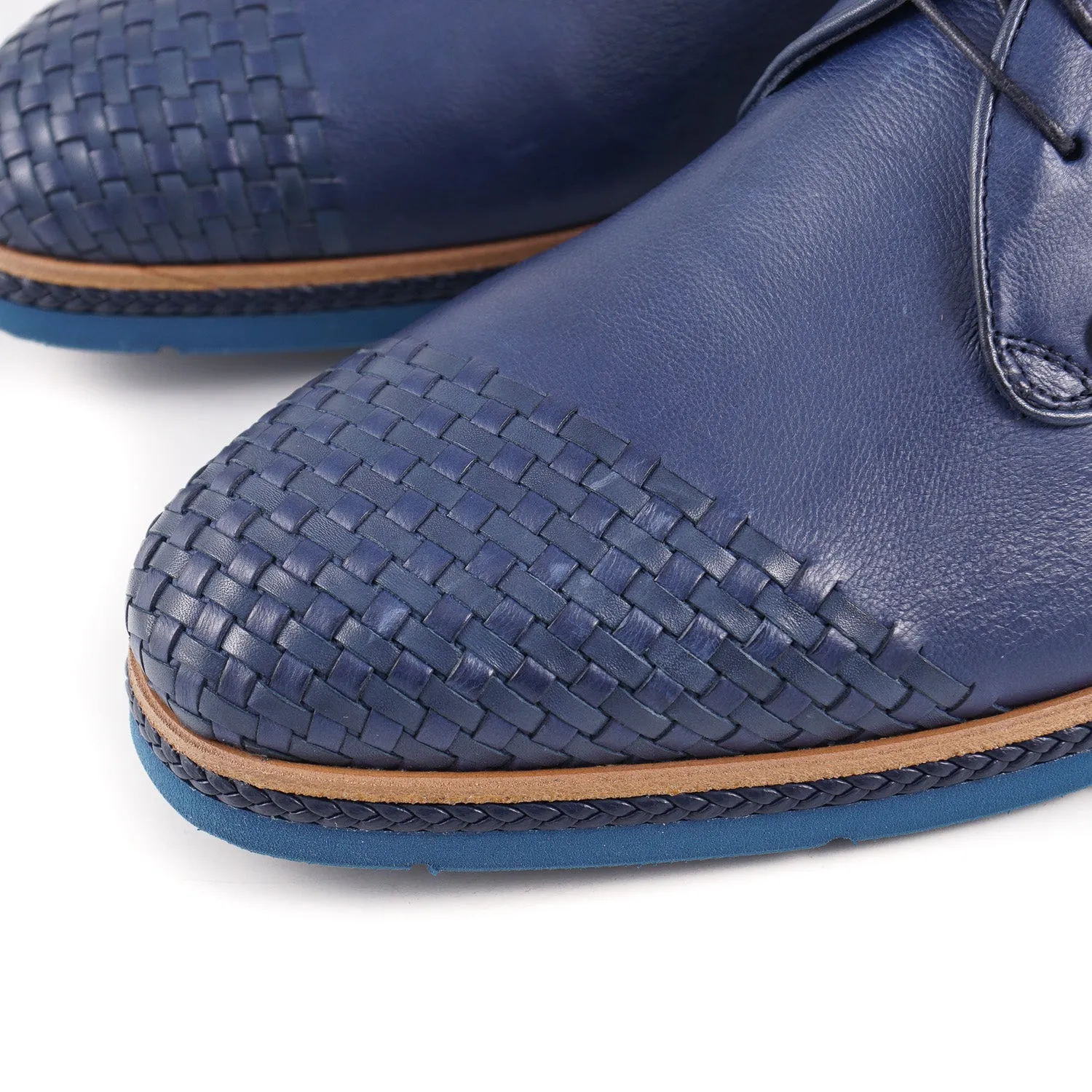 Zilli Calf Leather Derby with Woven Detail